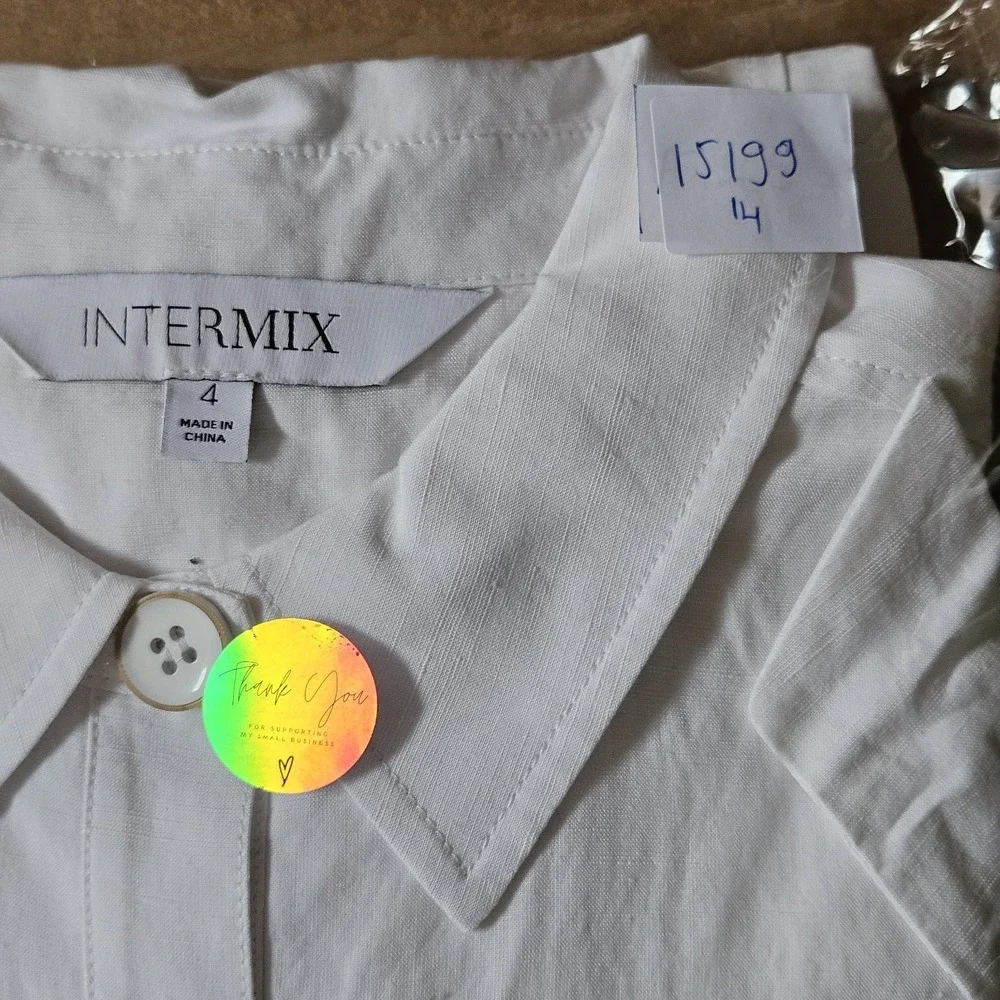 Intermix Juliet Tie Waist Romper Jumpsuit 4 White Linen Button Beach Boho Fairy